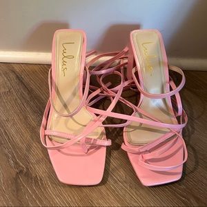 Lulu’s pink lace up heels